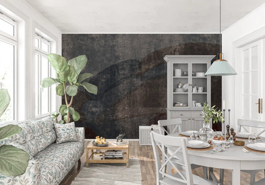 Rustic Concrete and Slate Curvilinear Wallpaper Wall Mural