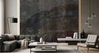 Rustic Concrete and Slate Curvilinear Wallpaper Wall Mural