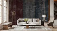 Distressed Concrete Block & Rust Stripe Wallpaper Wall Mural