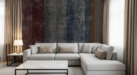 Distressed Concrete Block & Rust Stripe Wallpaper Wall Mural
