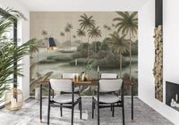 Chinoiserie Tropical Wetland Scenic Wall Mural