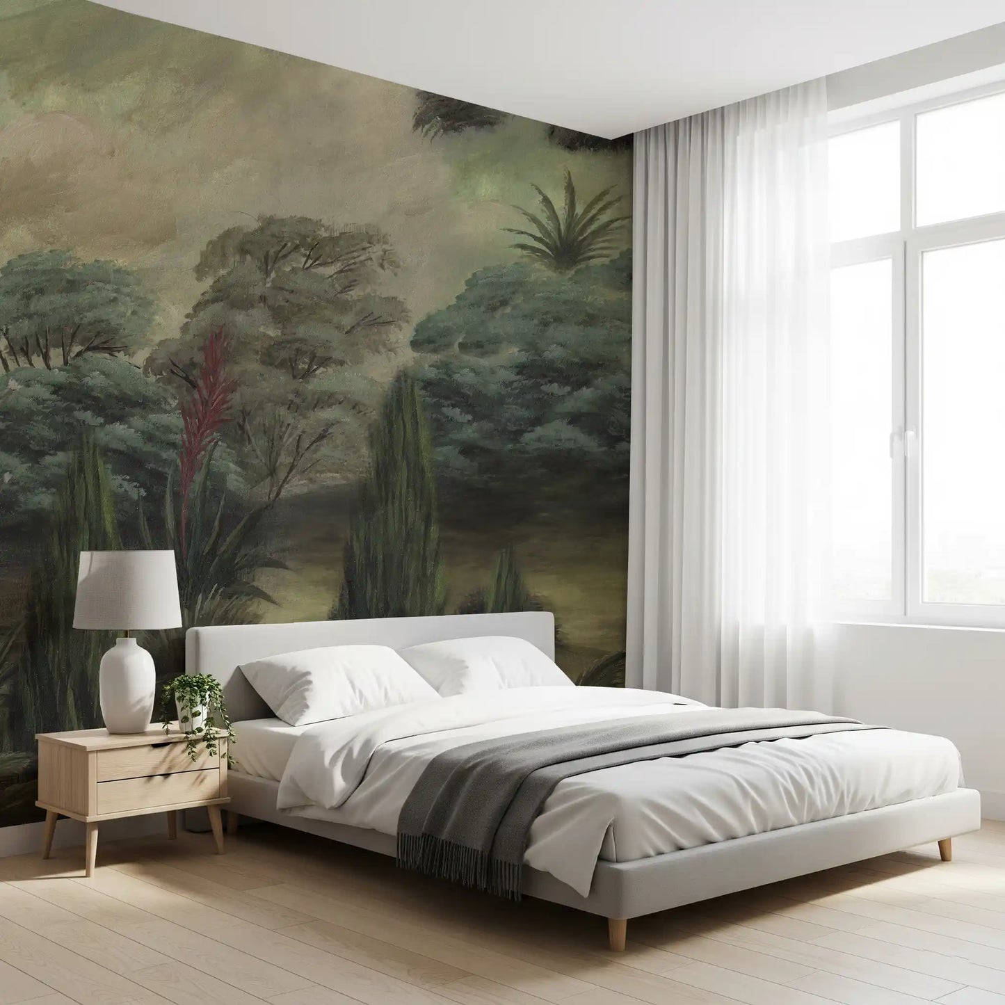 Misty Mediterranean Forest Wall Mural