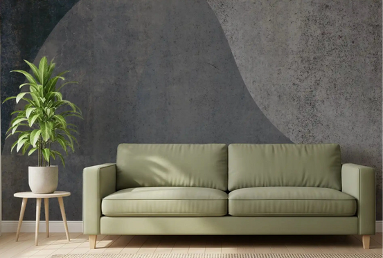 Slate arch wall mural curving through a modern living room GD10877
