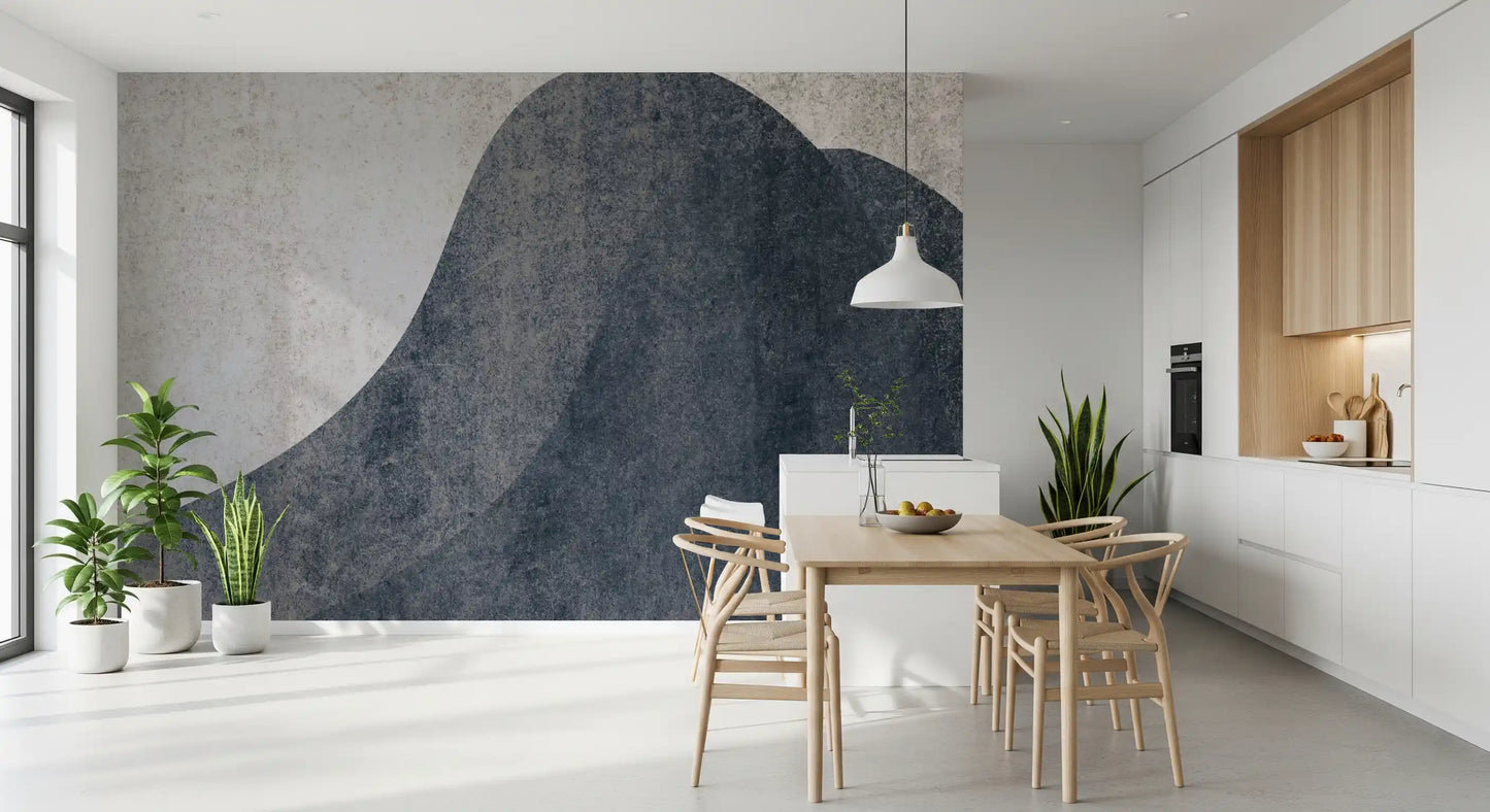 Slate and Stone Textured Abstract Waves Wall Mural