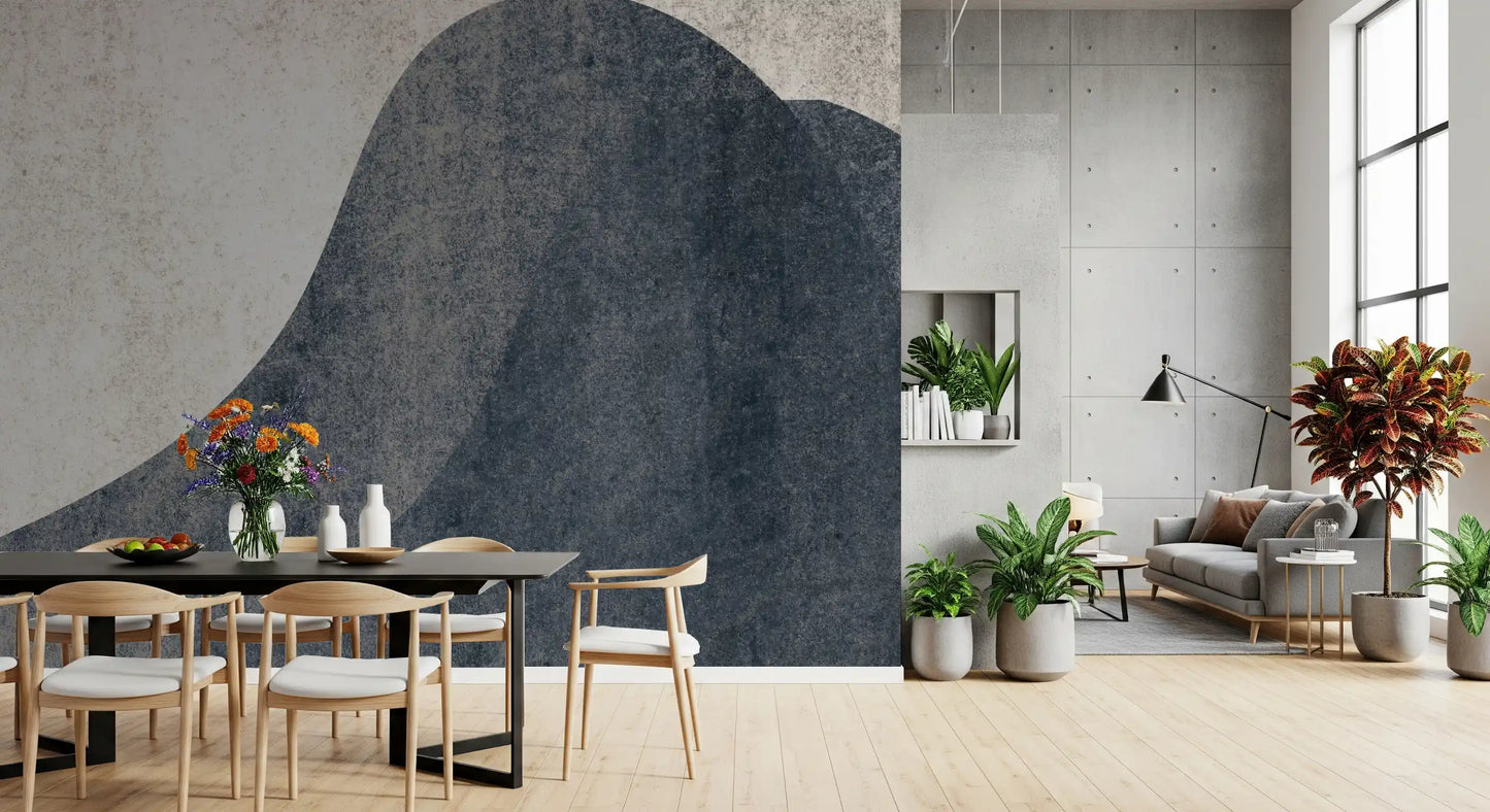 Slate and Stone Textured Abstract Waves Wall Mural