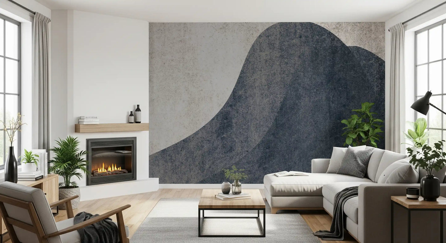 Slate and Stone Textured Abstract Waves Wall Mural