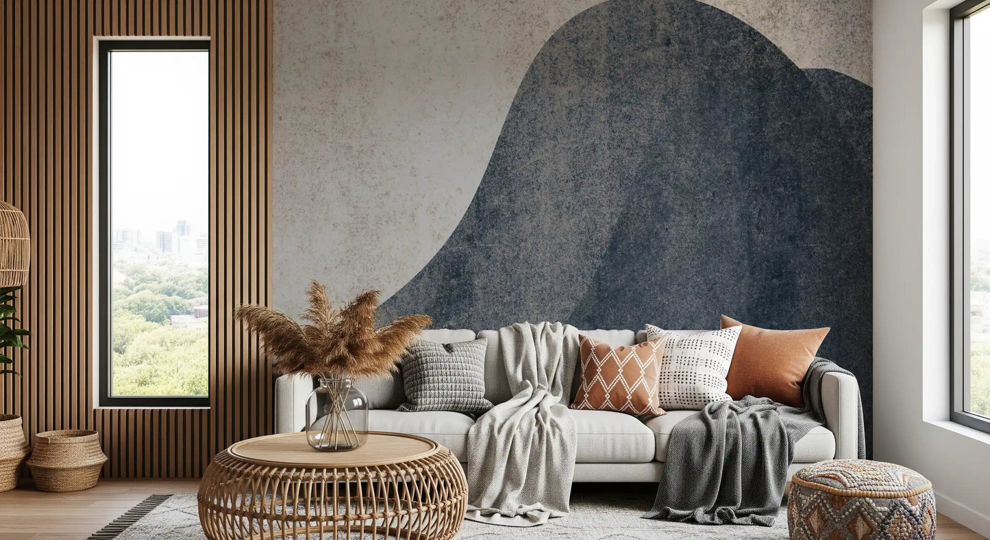 Slate and Stone Textured Abstract Waves Wall Mural