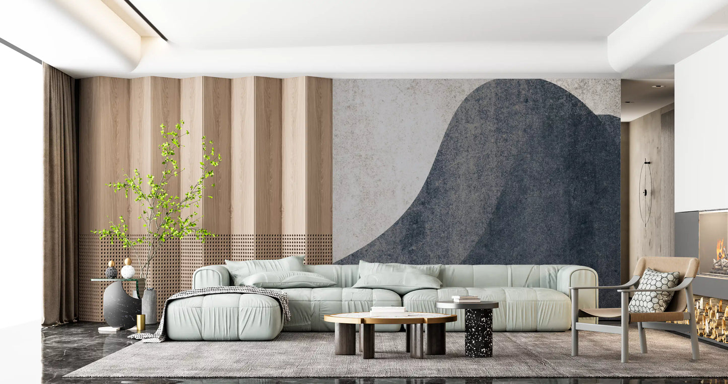 Slate and Stone Textured Abstract Waves Wall Mural