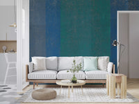 Retro Teal and Blue Textured Color Block Wall Mural