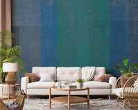 Retro Teal and Blue Textured Color Block Wall Mural