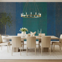 Retro Teal and Blue Textured Color Block Wall Mural