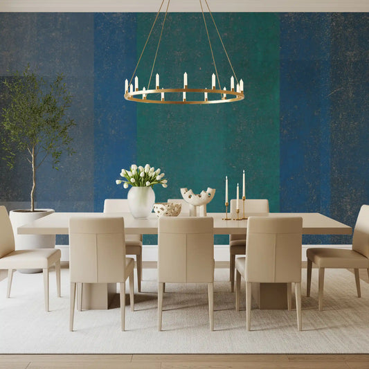 Retro Teal and Blue Textured Color Block Wall Mural
