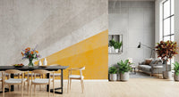 Modern Ochre and Textured Gray Geometric Wall Mural