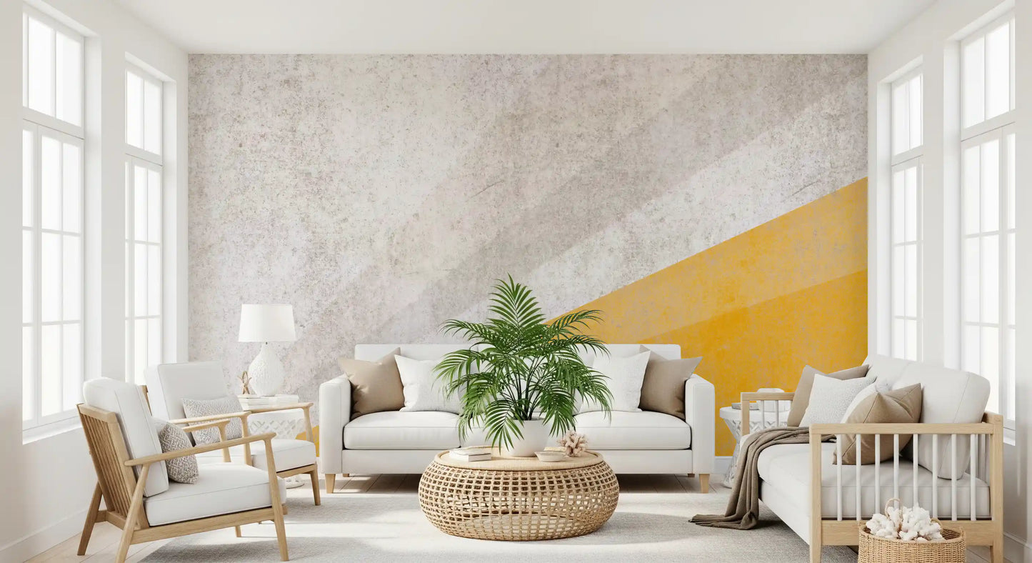 Modern Ochre and Textured Gray Geometric Wall Mural