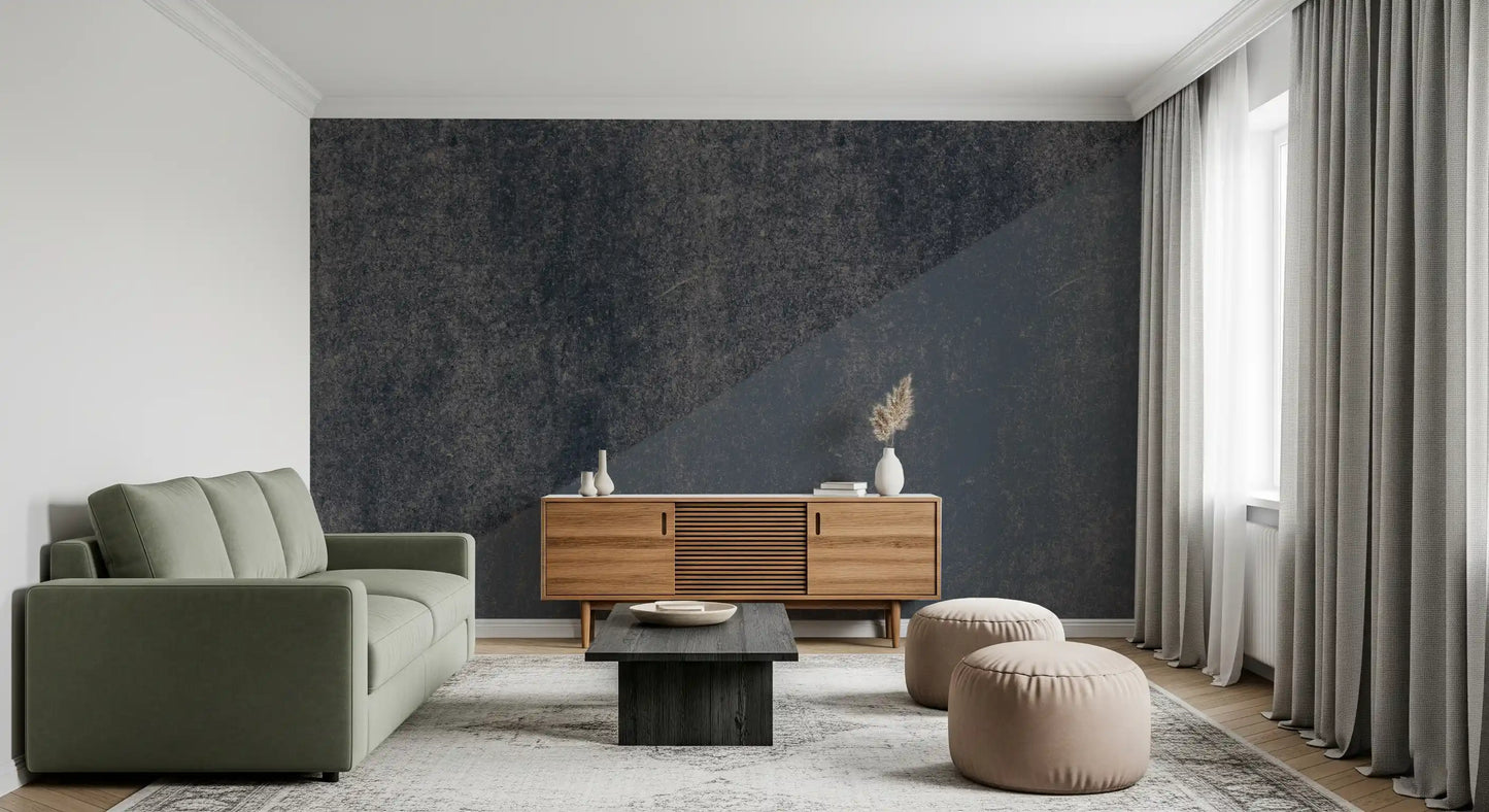 Charcoal and Steel Blue Diagonal Wall Mural
