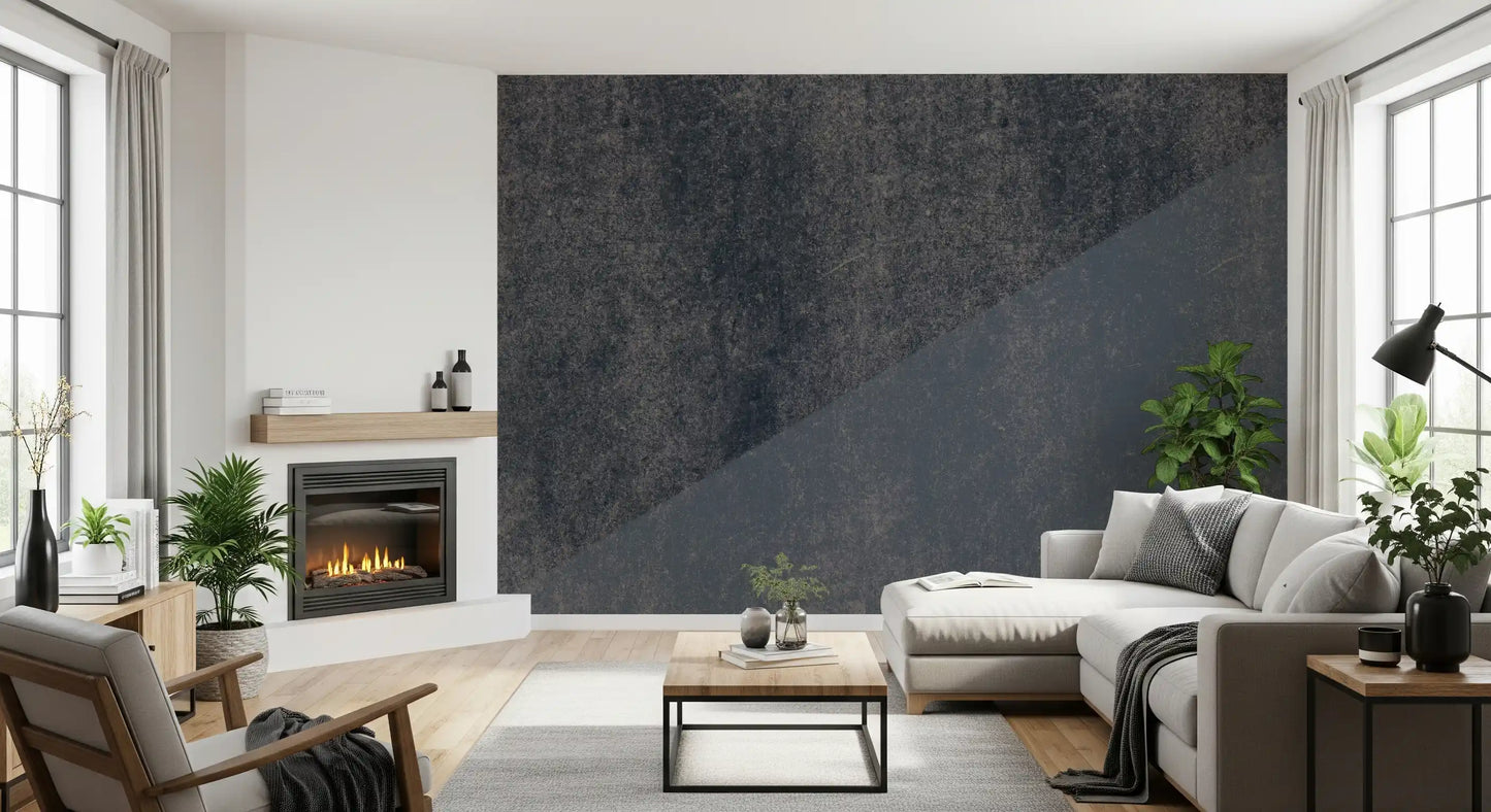 Charcoal and Steel Blue Diagonal Wall Mural