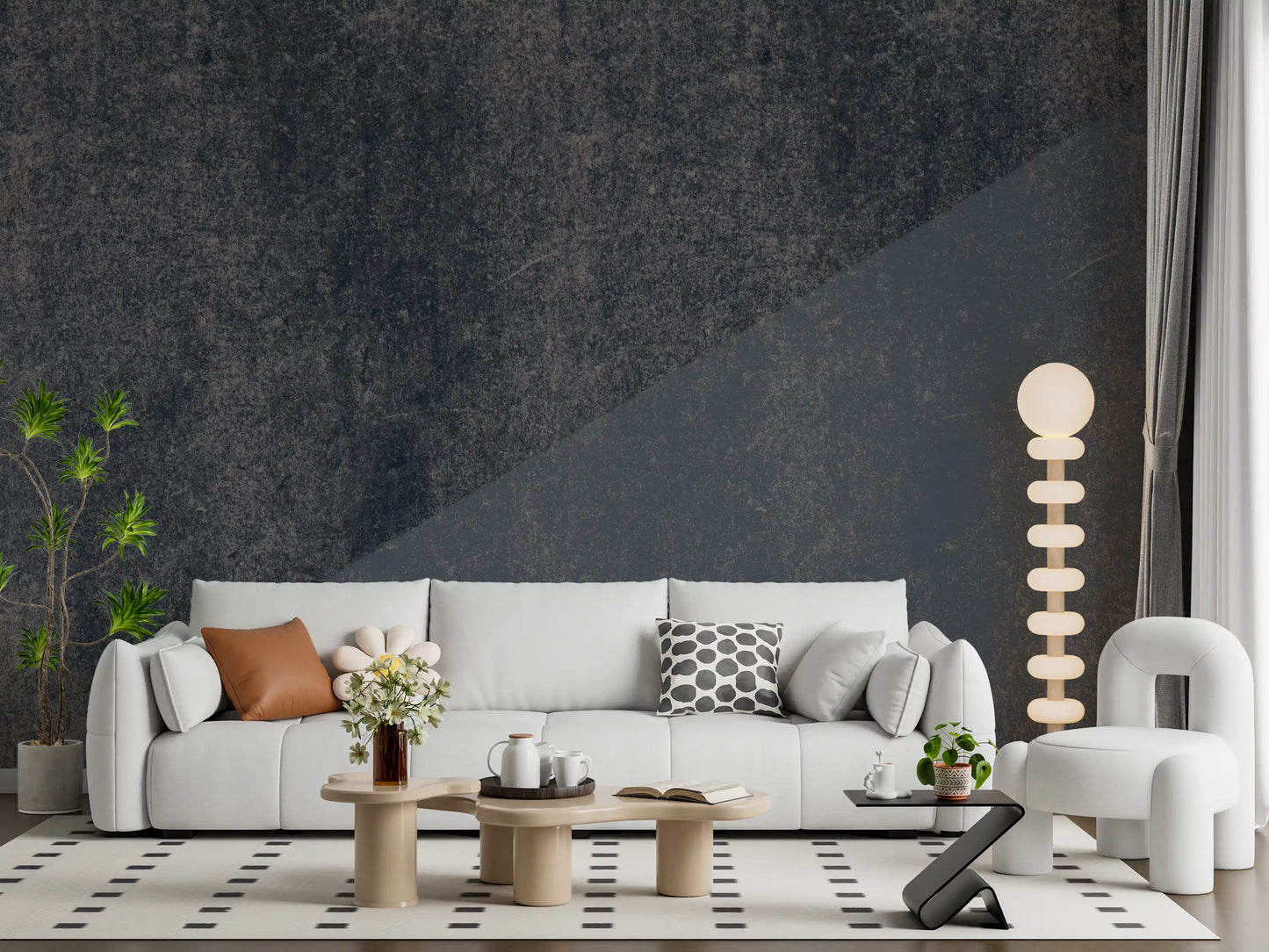 Charcoal and Steel Blue Diagonal Wall Mural