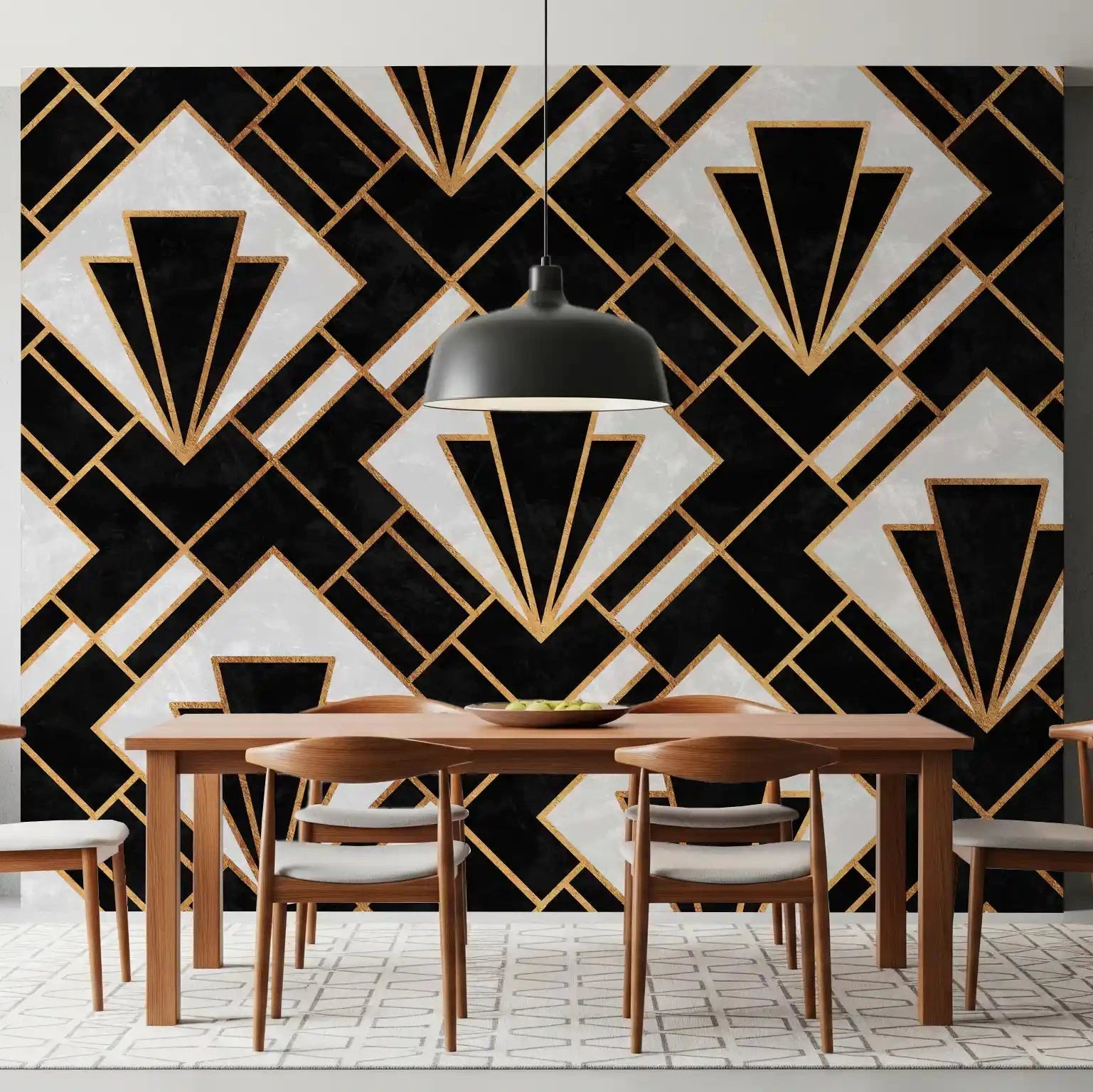 Art Deco Luxe geometric wall mural in a glamorous Dining room GD10888
