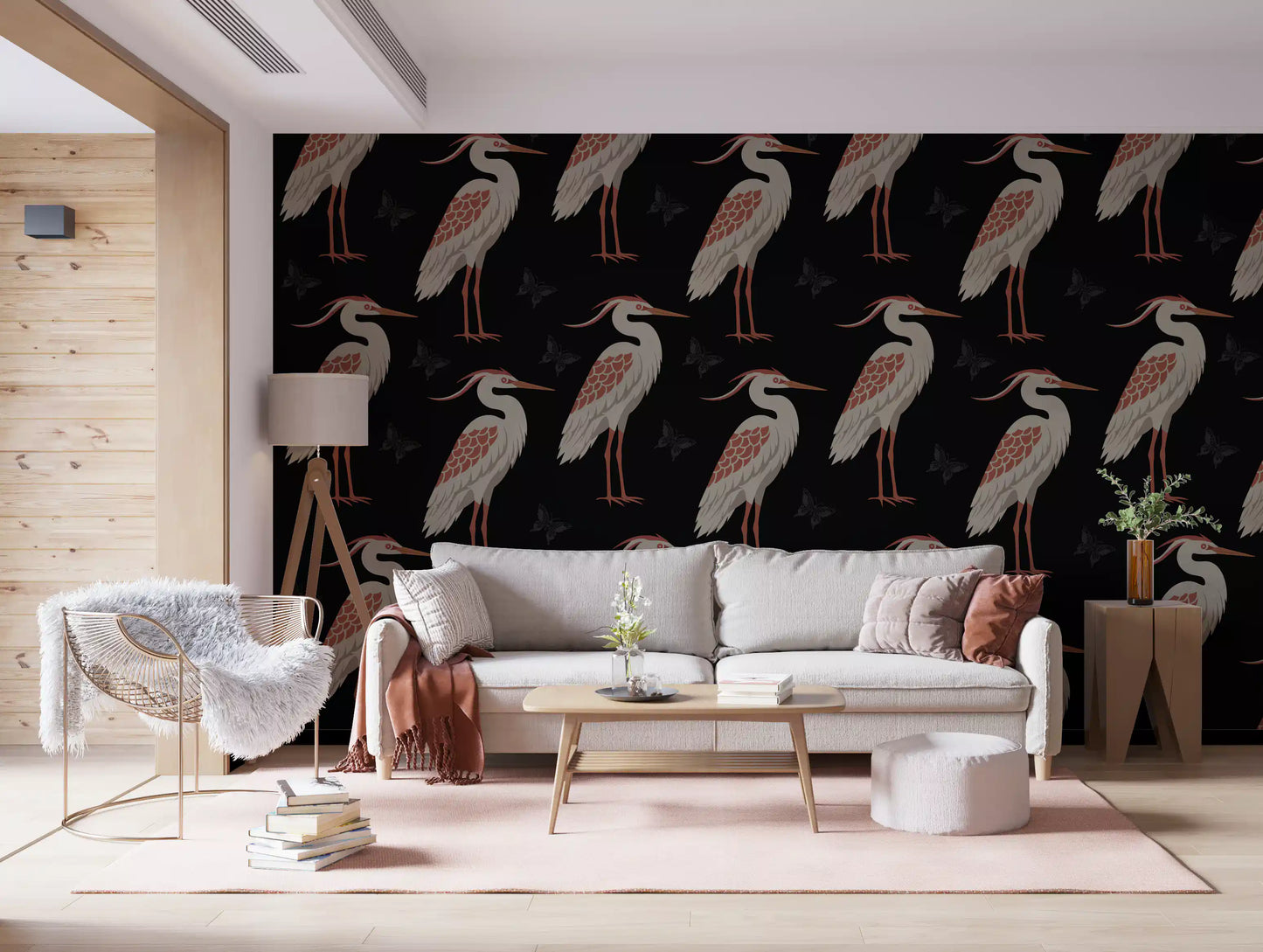 Muted Herons at Night Wall Mural