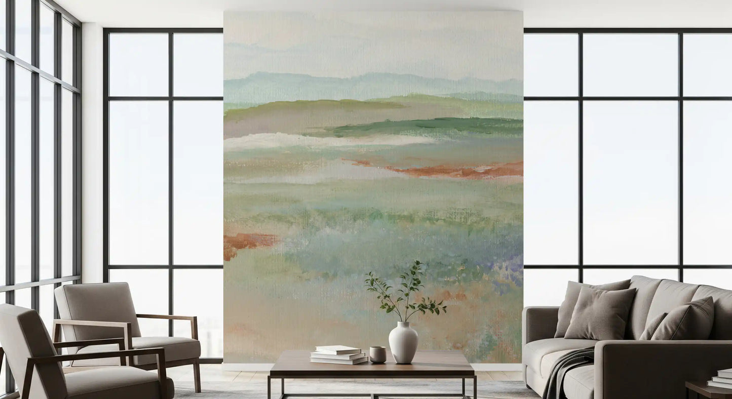 Earthy Meadow Abstract Landscape Wallpaper Wall Mural