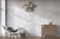Pale Alabaster Foliage Textured Wall Mural