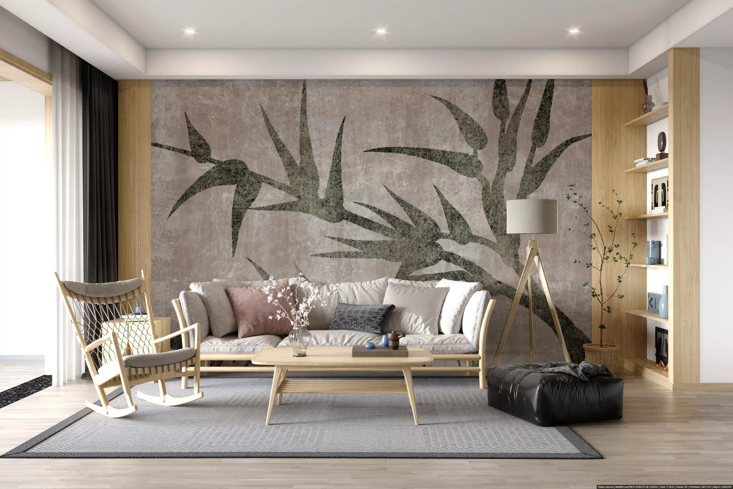 Rustic Moss Green Bamboo Wall Mural Wall Mural