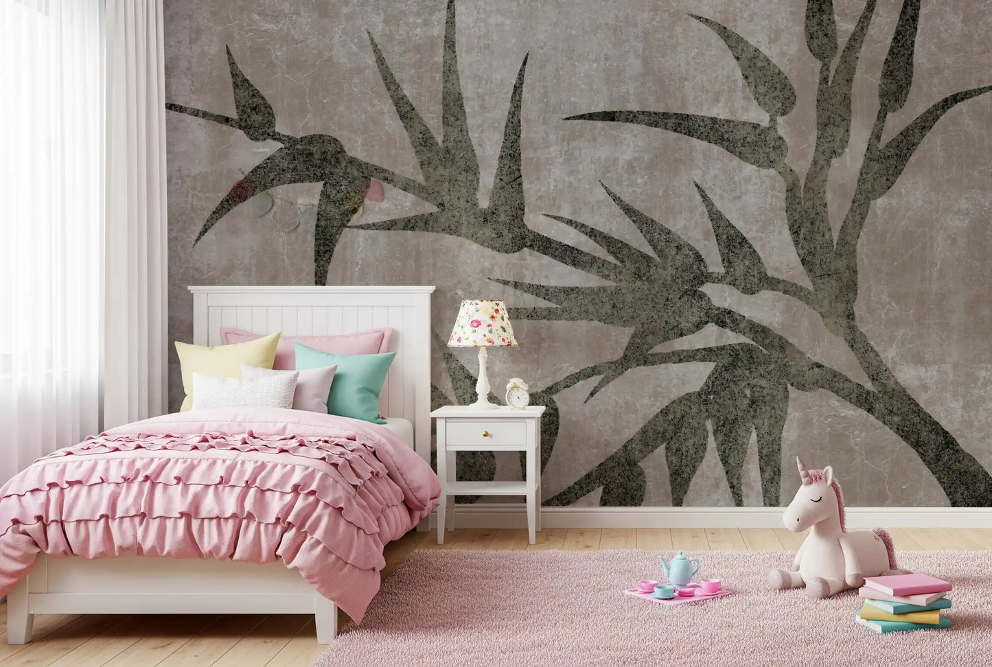 Rustic Moss Green Bamboo Wall Mural Wall Mural