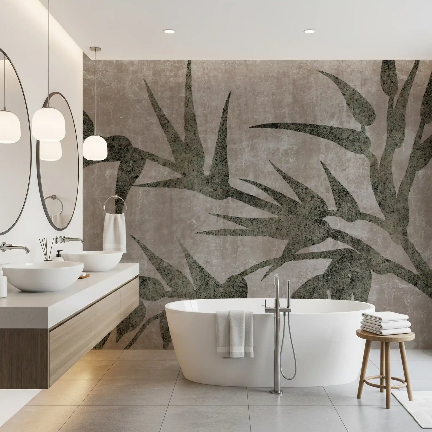 Rustic Moss Green Bamboo Wall Mural Wall Mural