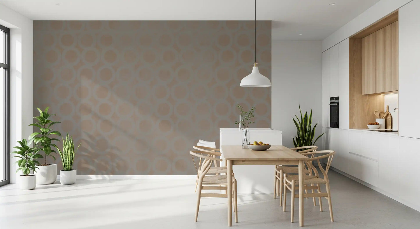 Taupe Interlocking Rings Geometric Wallpaper Wall Mural