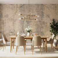 Distressed Concrete and Golden Beaded Circles Wall Mural