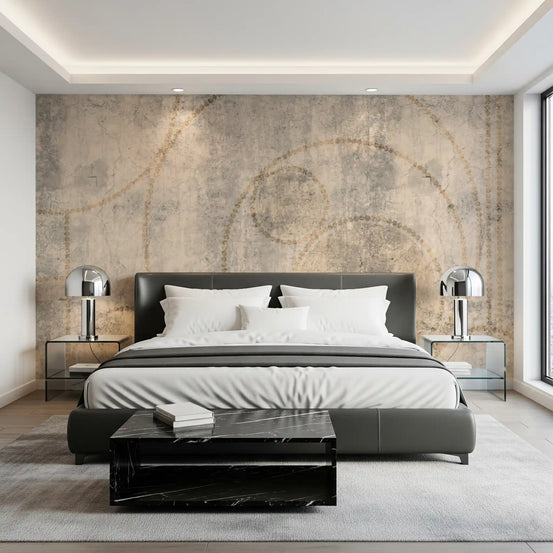 Golden beaded circles lift a bedroom in this wall mural GD10900
