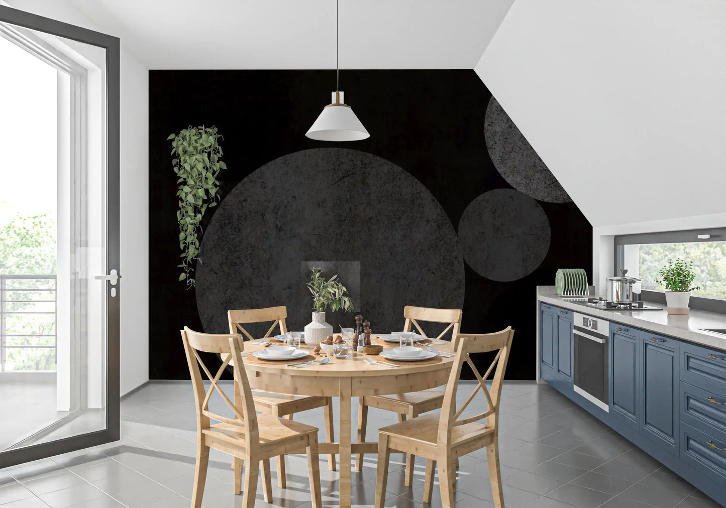 Textured Eclipse Dark Geometric Wallpaper Wall Mural