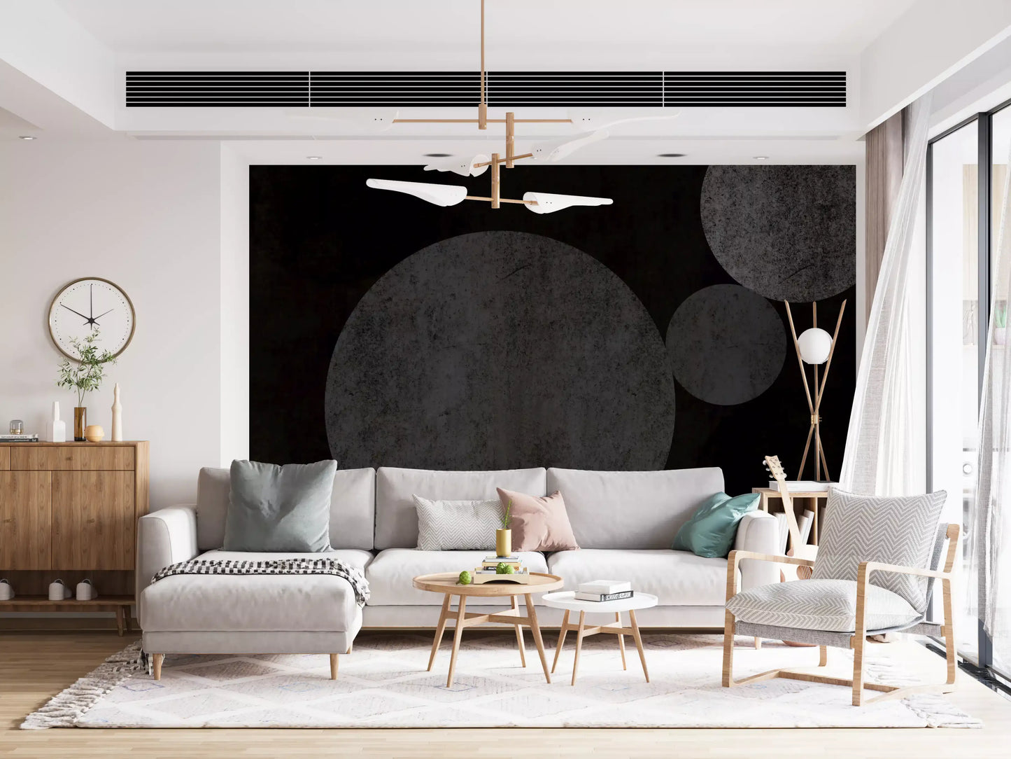 Textured Eclipse Dark Geometric Wallpaper Wall Mural