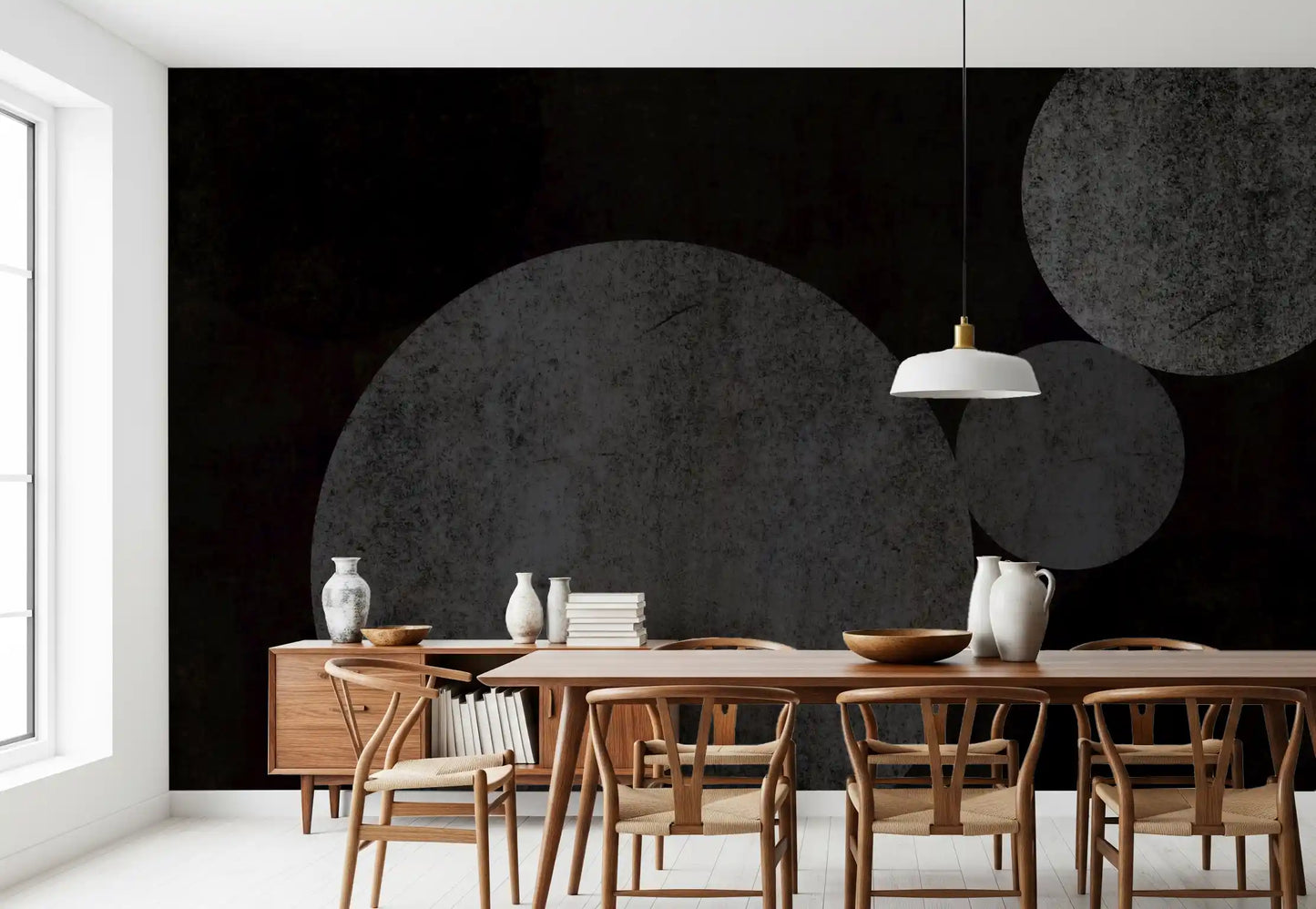 Textured Eclipse Dark Geometric Wallpaper Wall Mural