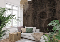 Distressed Charcoal and Sepia Stone Mural Wall Mural