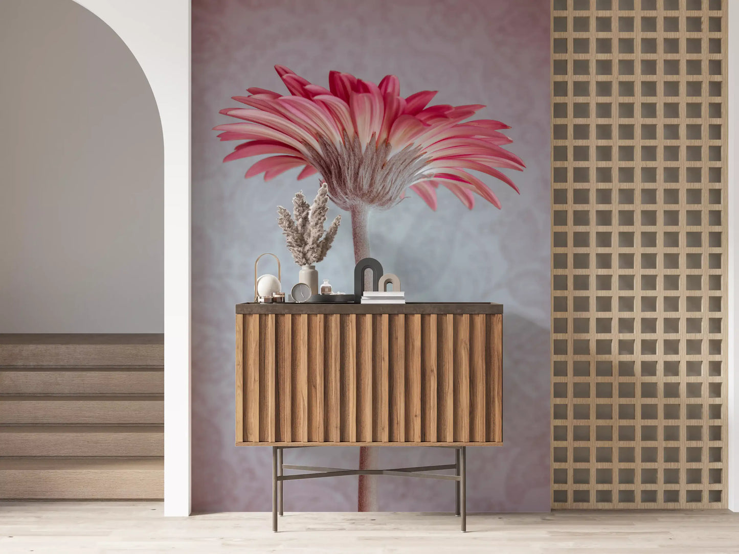 Elegant Pink Gerbera Bloom Wallpaper Wall Mural