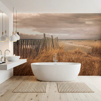 Golden Dunes and Rustic Coastal Fence Wall Mural