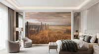 Golden Dunes and Rustic Coastal Fence Wall Mural