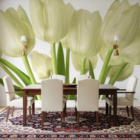 Luminous White Tulips Floral Wall Mural Wall Mural