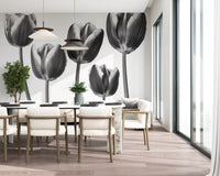 Elegant Monochrome Tulips Wallpaper Wall Mural