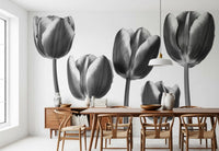 Elegant Monochrome Tulips Wallpaper Wall Mural