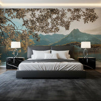 Sunlit Lake and Mountain Vista Wall Mural