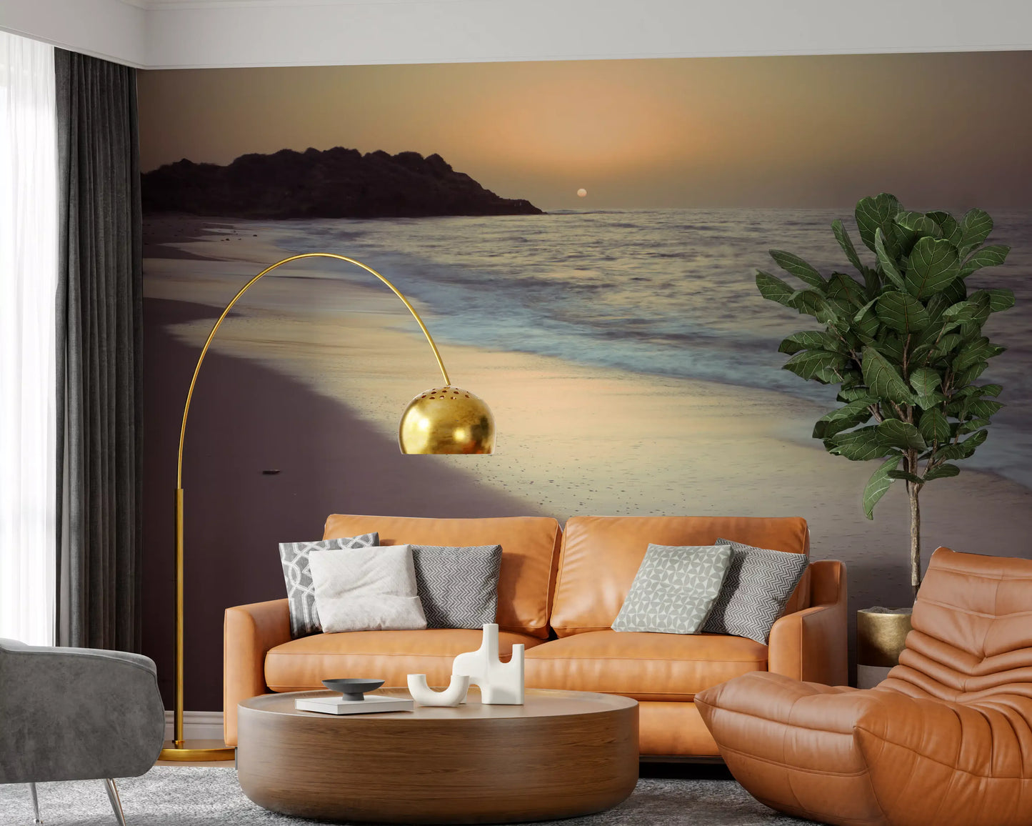 Golden Hour Coastline Wall Mural
