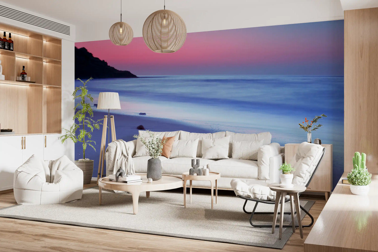 Dusk Over Serene Coastline Wall Mural