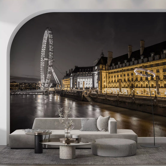 Golden London skyline calming a living room, Nocturnal wall mural GD10919
