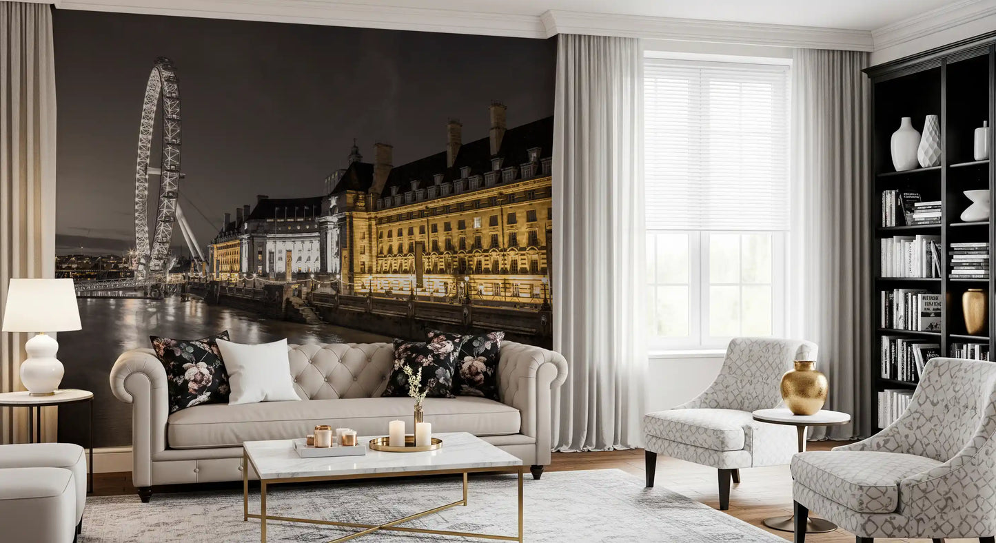 Nocturnal London Eye and County Hall Wall Mural