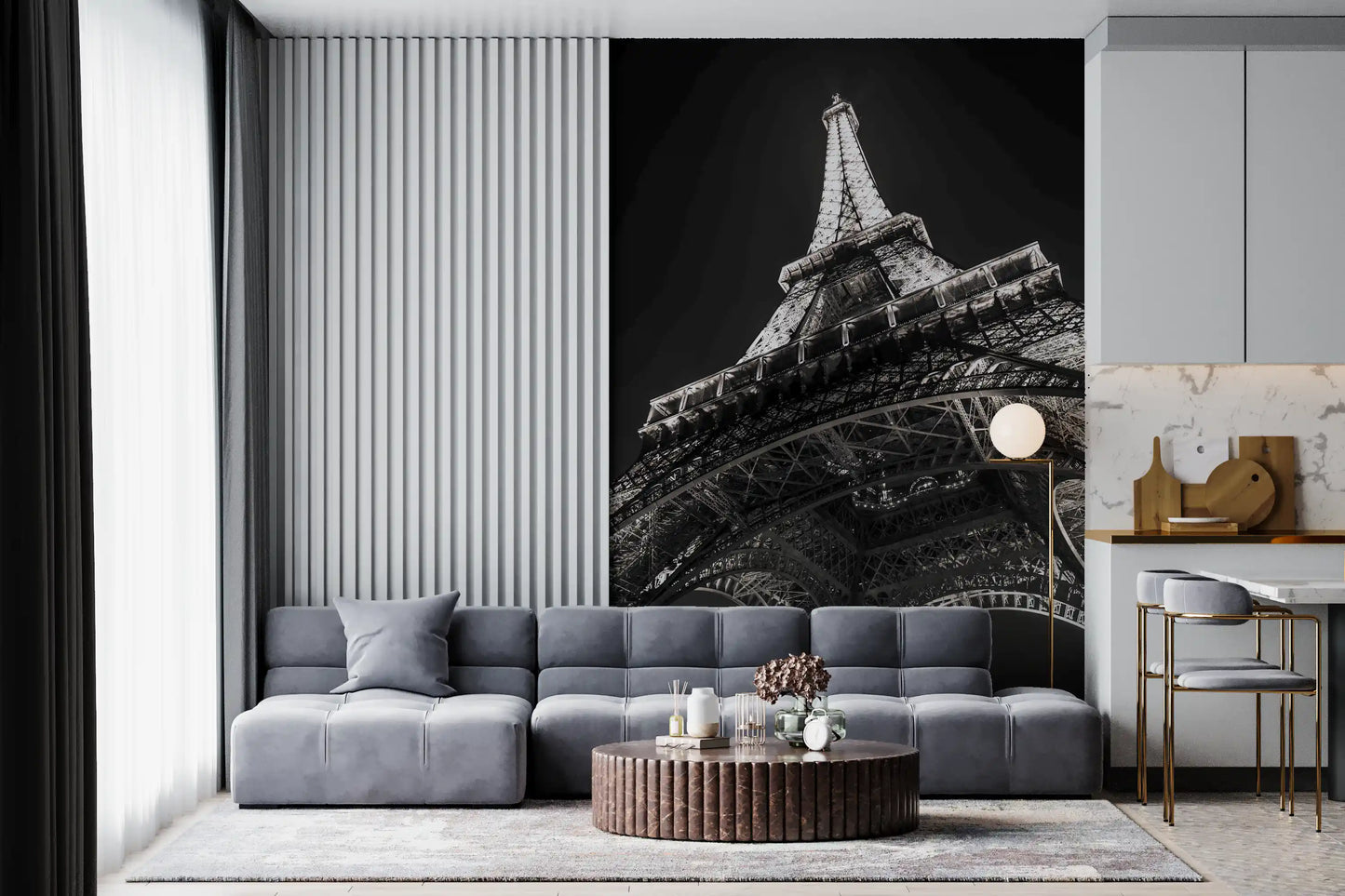 Parisian Night Architectural Perspective Wall Mural