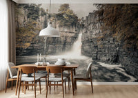 Misty Falls and Rocky Cliffside Wall Mural