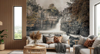 Misty Falls and Rocky Cliffside Wall Mural