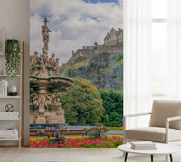 Majestic Edinburgh Castle and Ross Fountain Garden Wall Mural